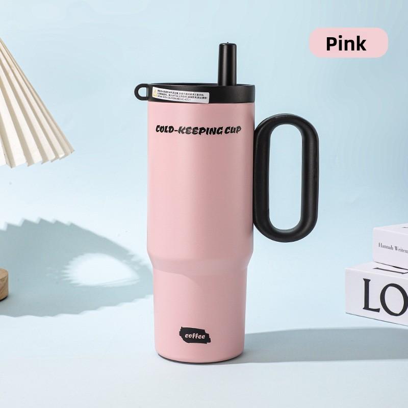 Buchstabe Modernes Design Isolierter Reisebecher mit Deckel und Strohhalm für Draußen Büro