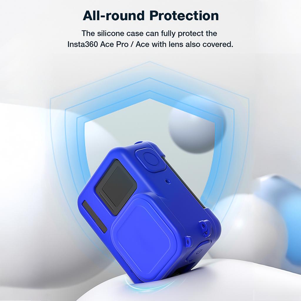 aMagisn AC19 Silicone Camera Protectiv Kit Camera Protector Case + Lense Cover + 2 Straps Compatible with Insta 360 Ace