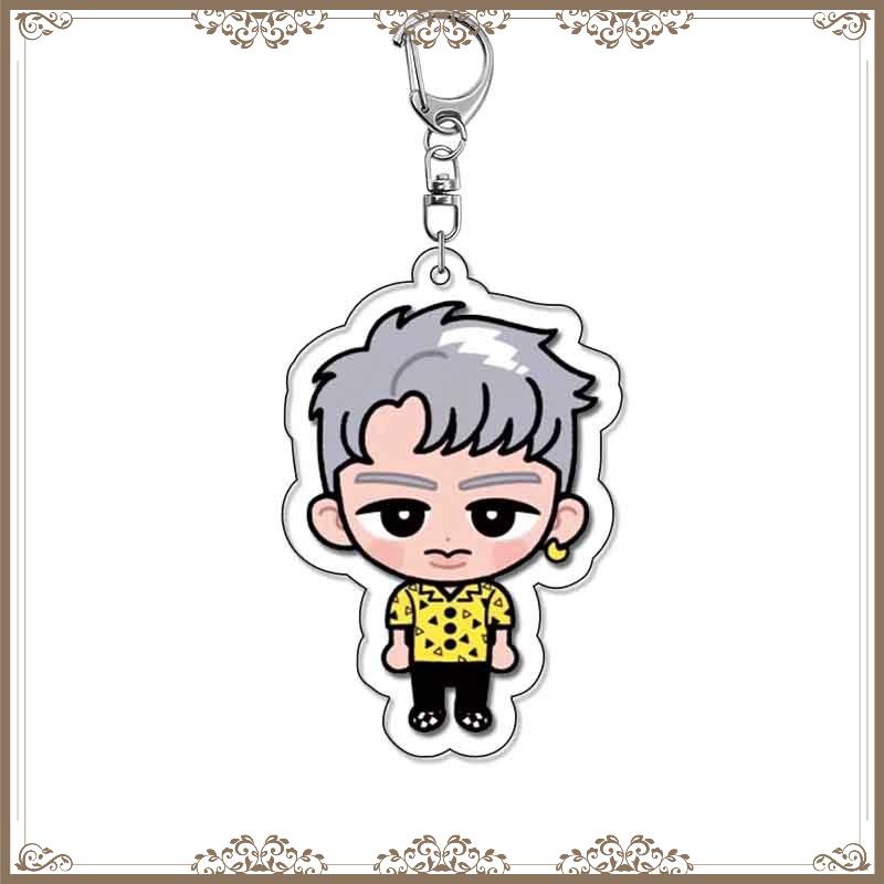 Korean Pop Stars Plastic Keychain Cute Q Type Cartoon Idols Baji Bag Tag Decorative Keyrings Trendy Gift