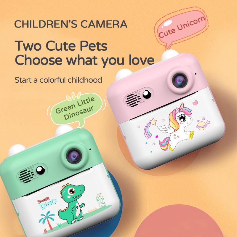 Digital Children Camera Photography Instant Print Photo 1080P Unicorn HD Video Recorder Mini Thermal Printer Birthday Gifts