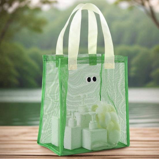 Storage Bag with Handle Large Capacity Hollow Mesh Breathable Multipurpose Clothes Toys Organizer Tote Bag