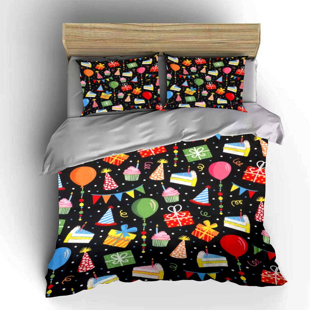 "Birthday Party Decoration Set" Soft Skin-Friendly Bedding Set Includes 1 Duvet Cover And 2 Pillowcase Gift