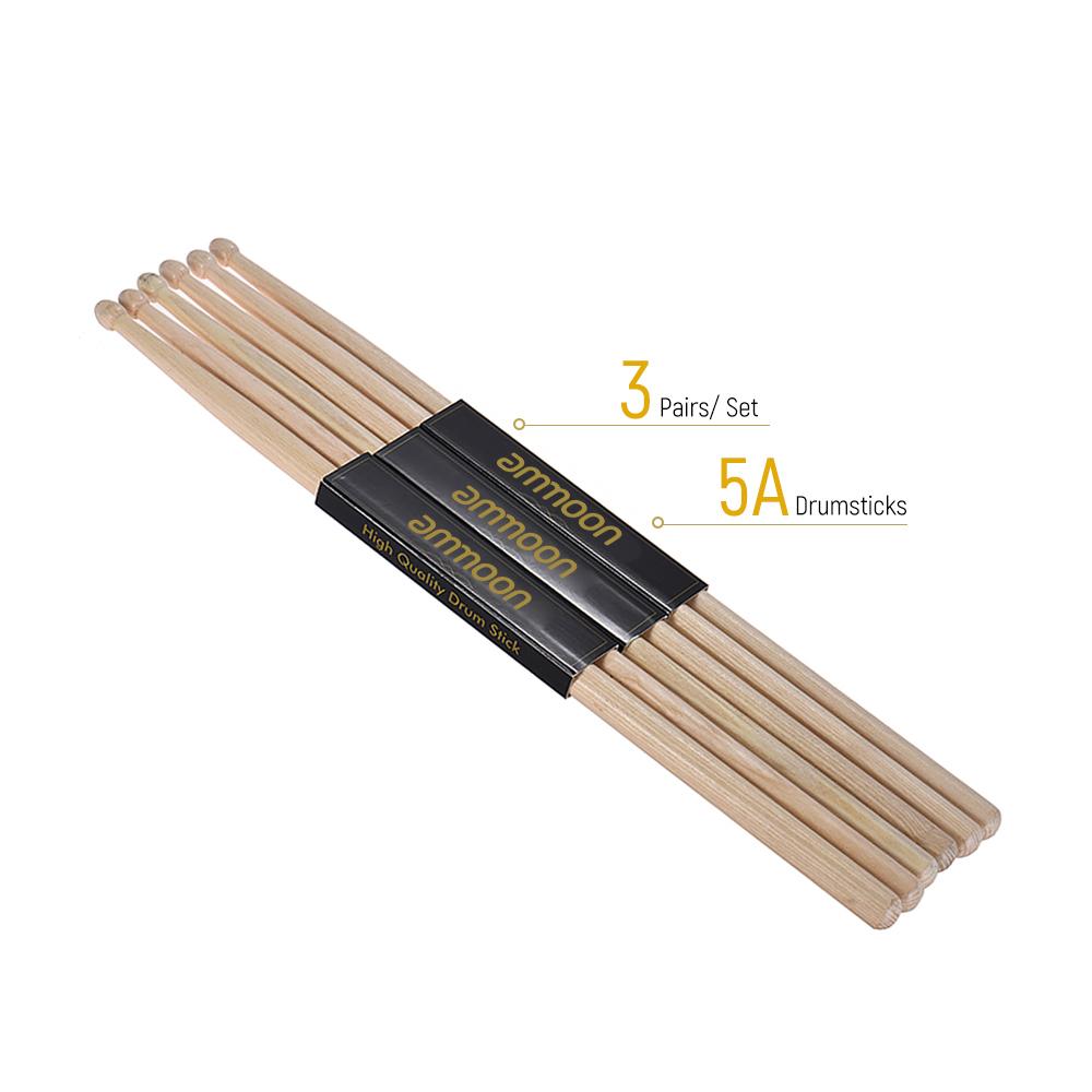 ammoon 12 Pairs of 5A Wooden sticks Sticks Fraxinus Mandshurica Wood Set Accessories