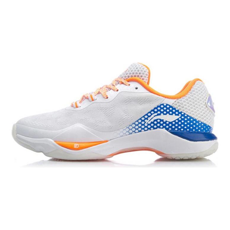 Li Ning Raid 2 Mesh Cushioning Abrasion Resistant Slip Resistant Low Top Badminton Shoes Women's Orange White AYAP004-3