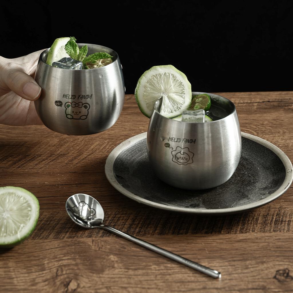 120ml Double Wall Coffee Cup 304 Stainless Steel Mini Water Cup For Kids Durable Drop Resistant Tumbler Coffee Mug Drinkware