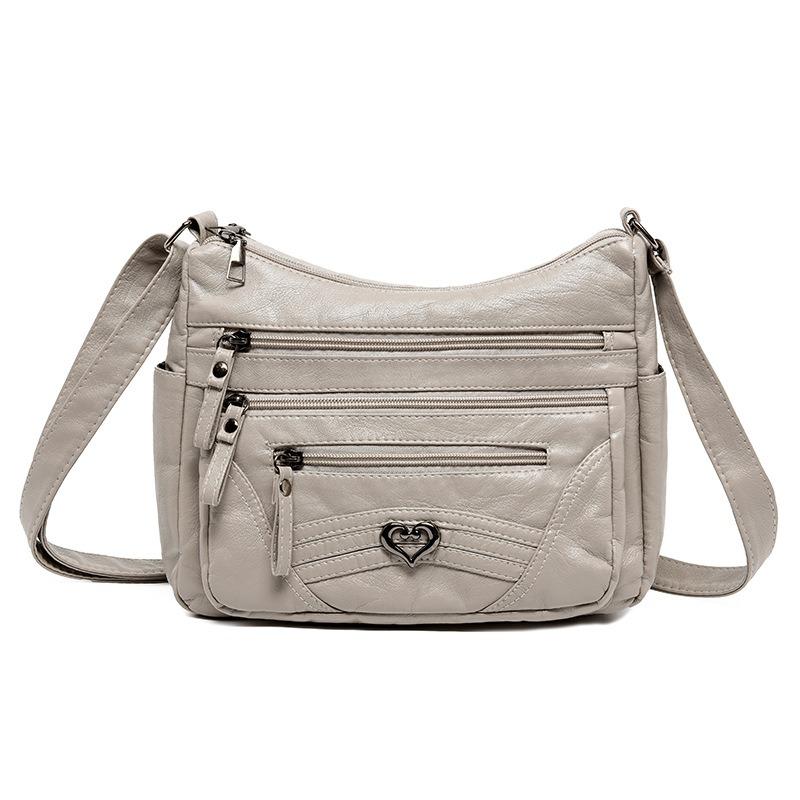 New Women's Soft Leather Medium Mother Large-capacity Messenger Bag Multi-pocket Casual Shoulder Bag