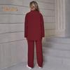 2 Pcs/Set Fall Spring Women Shirt Pants Set Long Sleeves Lapel Button-down Blouse with Chest Pocket Elastic Waist Trousers OL Commuting Sport