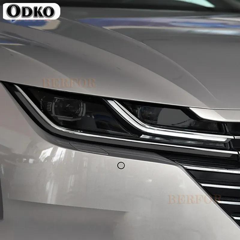 2 Pcs Car Headlight Protective Film Headlamp Transparent Black TPU Sticker For Volkswagen VW CC Arteon 2018-Present Accessories