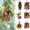 Yousheng 6-teiliges Weihnachtsbaumschmuck-Set mit Waldtiermotiven (Eichhörnchen, Affe, Koala) aus Acryl zum Aufhängen – ideal als Weihnachtsbaumdekoration.