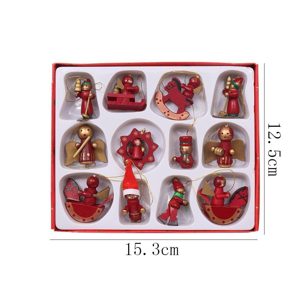 12 pezzi Pendenti da Appendere per Albero di Natale in Legno Riutilizzabili Pendente Babbo Natale Burattino di Natale Festa
