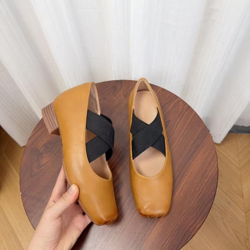 

Осень новые маленькие балетки с увеличением внутренней высоты квадратный носок крест ретро Мэри Джейн туфли свиной носок 34 коричневый