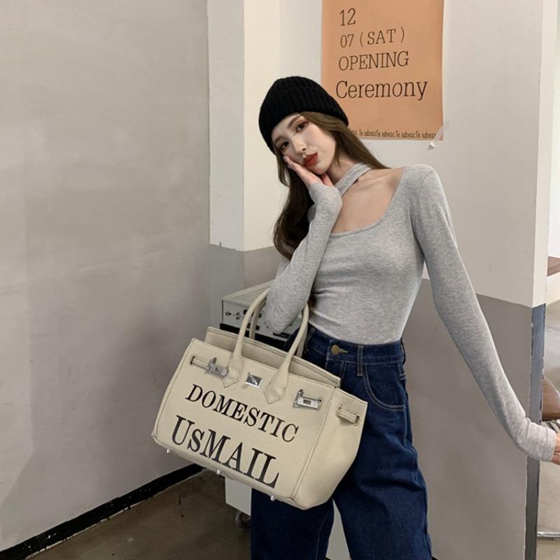 Slim Fit Neck Hanging Long Sleeved T-shirt Top