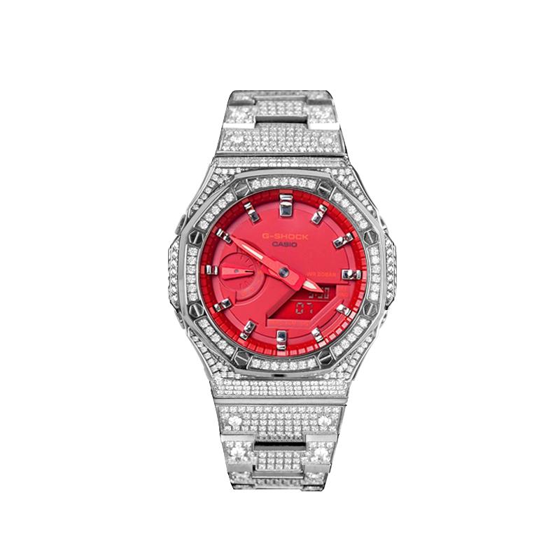 Casio Men Liquid Crystal,Analog Dual Display Series Red Watch GA-2100-4A(Watch8--)