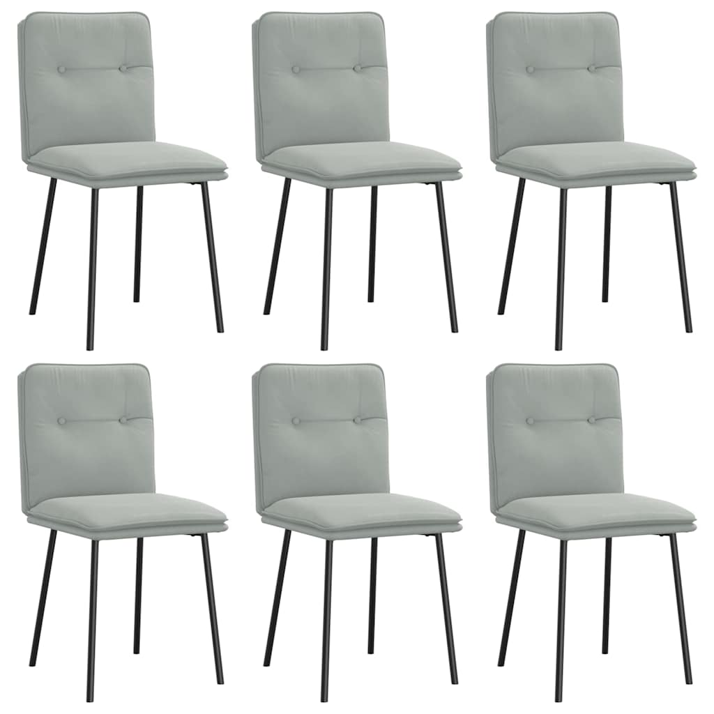 Dining Chairs, 6 Pcs., Light Gray, Upholstered In Velvet