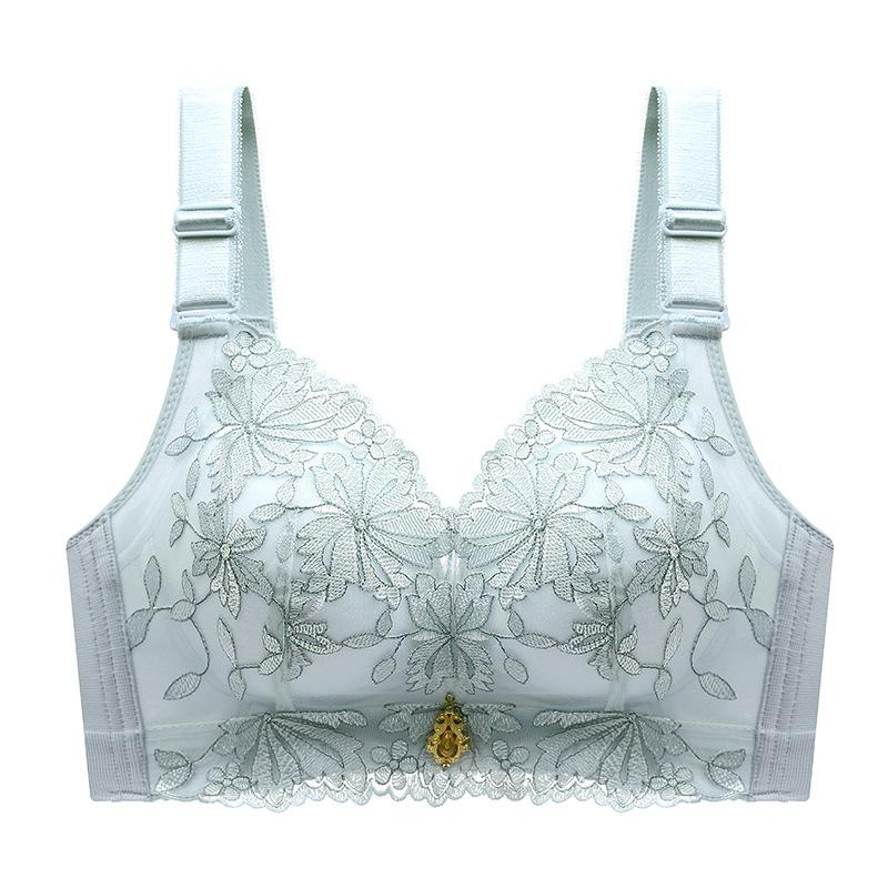 Temperature change court embroidered lace bra without steel rim sexy women's breast adjustment bra