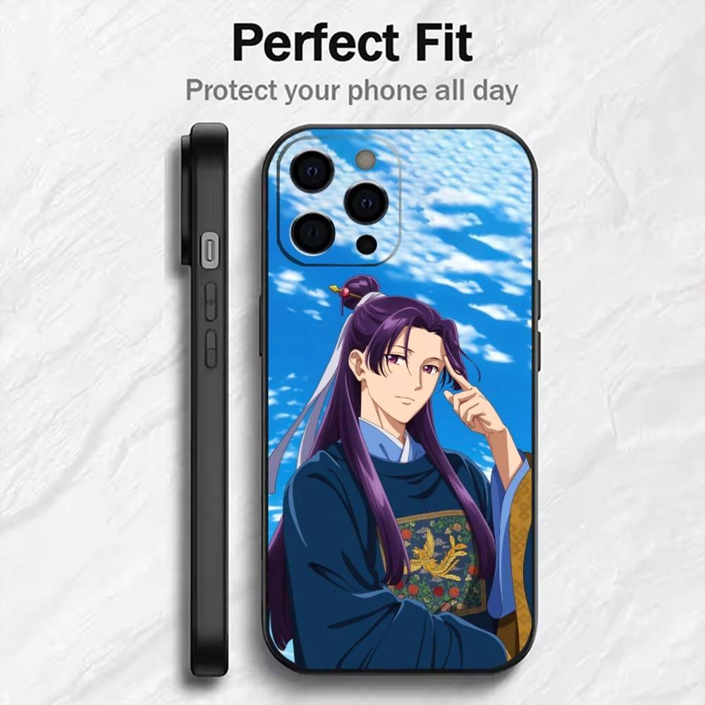 

The A-Apothecary D-Diaries Jinshi And Maomao Phone Case For iPhone17,16,15,14,13,12 Plus,Max Soft Silicone Black Cover iPhone16promax