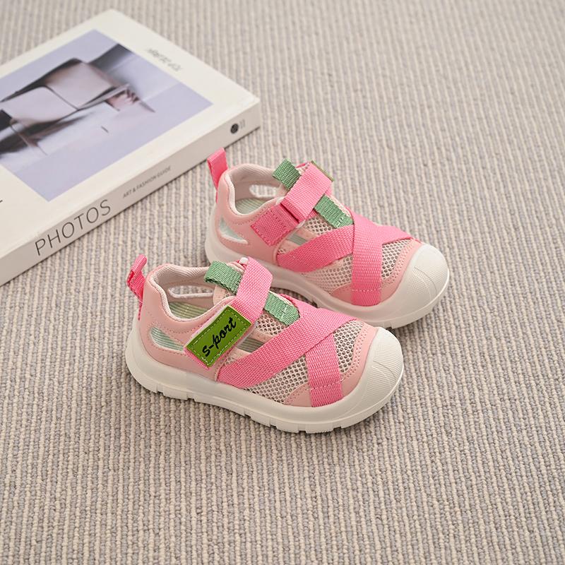 

Kids Tennis Sandals Mesh Breathable Boys Girls Flat Shoes Hollowed-out Non-slip 2025 Summer New Students Casual Shoes Soft Sole 26 розовый