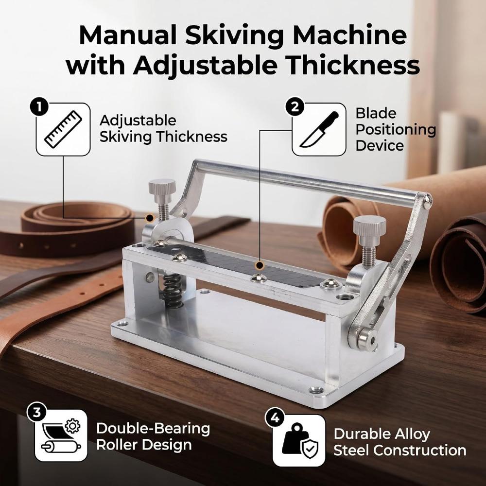 2pcs Adjustable Thickness Leather Splitter Tool Manual Peeling Machine Leathercraft Projects