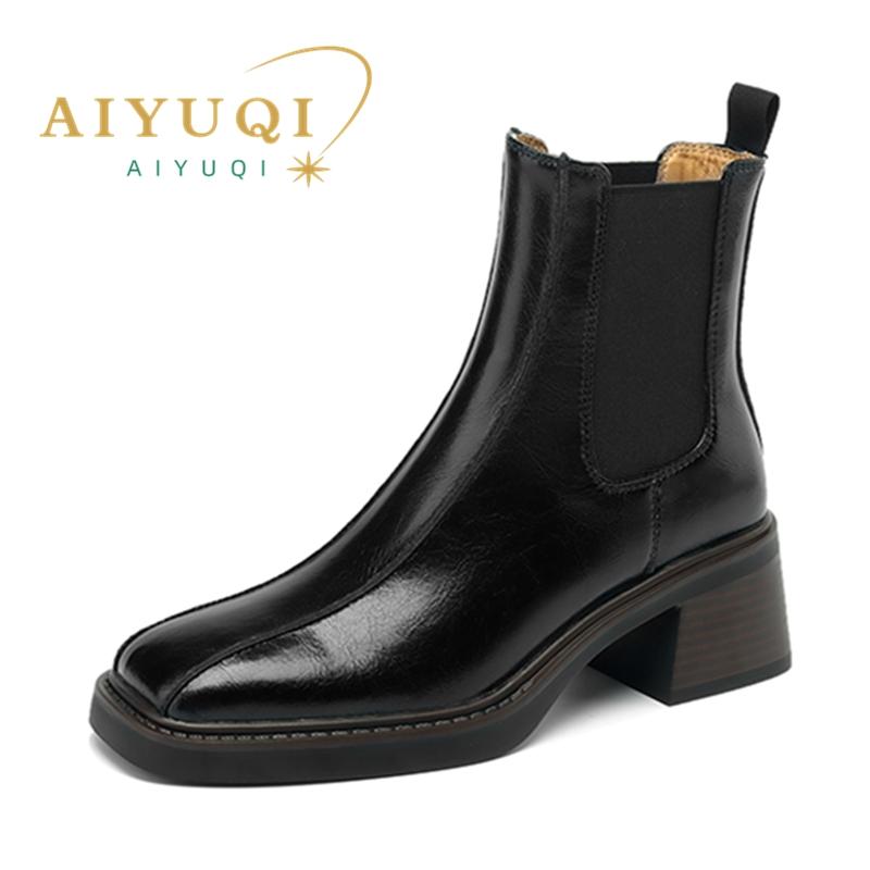 Fashion AIYUQI 2025 New Square Toe Women Chelsea Boots Retro women'sAnkle Boots Non-slip Fashion Ankle Boots female Winter Shoes