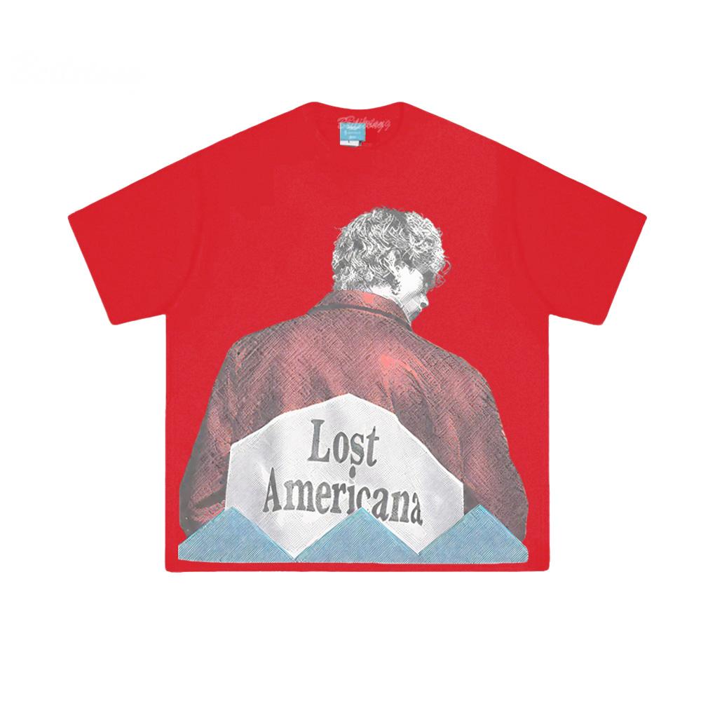 

потерянный американский фото футболка хлопок хип-хоп футболки рукав мужской принт панк mgk футболка готическая уличная одежда графическая печать топы XXL красный