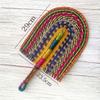 Colorful Striped Patterns Hand Braided Fan Vintage Cattail Fan Decorative Handheld Fans  Outdoor