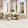 Set of 14 Pieces of Garden Sofas with Beige Cushions Poly Rattan Acacia 3364931