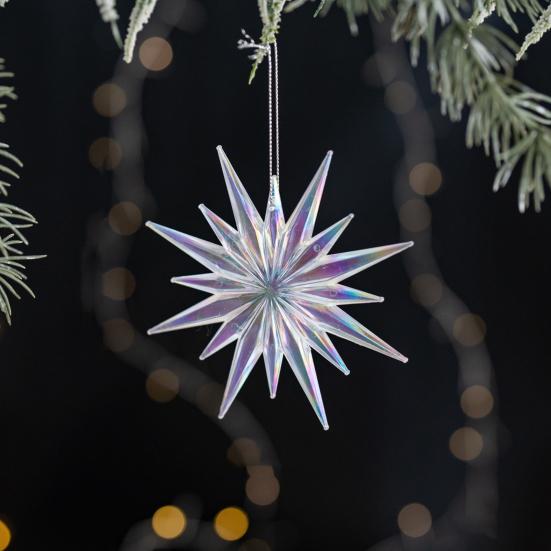 Christmas Tree Ornament Snowflake Deer Bird Icicle Design Sparkling Hanging Decoration Festive Holiday Season Home Decor