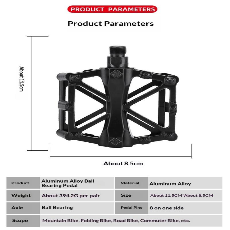 1 Pair Double Ball Bicycle Pedals Aluminum Alloy Anti Skid Mountain Bike Pedals Ultra-Light Flat Cycling Treadle Platform