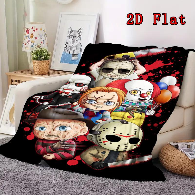 Spooky cartoon character 2D Flat Pattern Flannel Blanket High quality All Seasons Warmth and Comfort Perfect for Christmas Gifts.PMT0914412