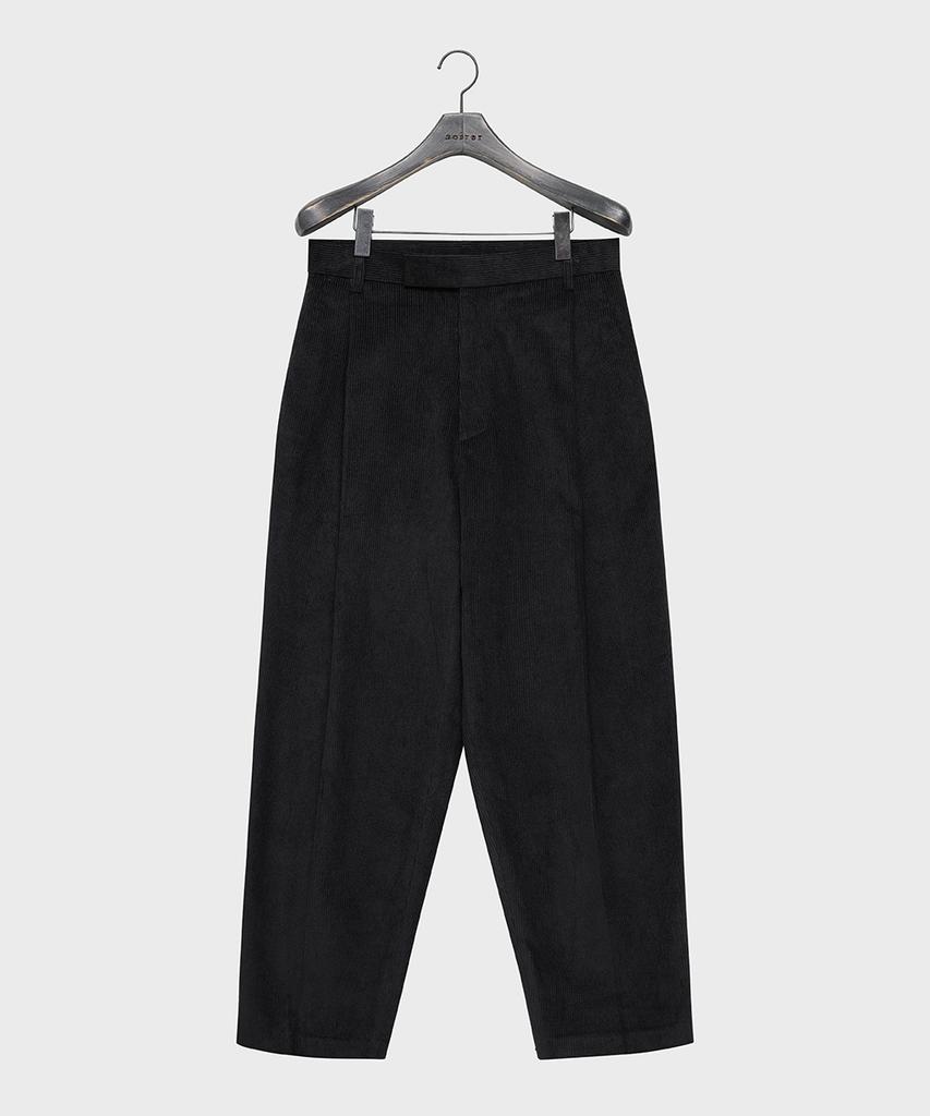 NOIRER Corduroy One-Pleat Wide Pants (Black)
