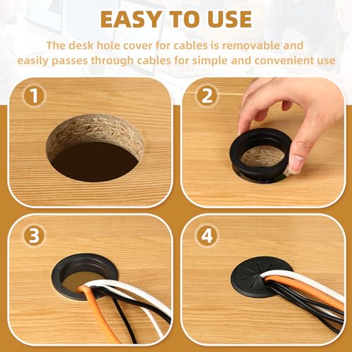 2 inch 50mm white desktop cable hole cover 3 pcs ABS plastic table threading hole cover