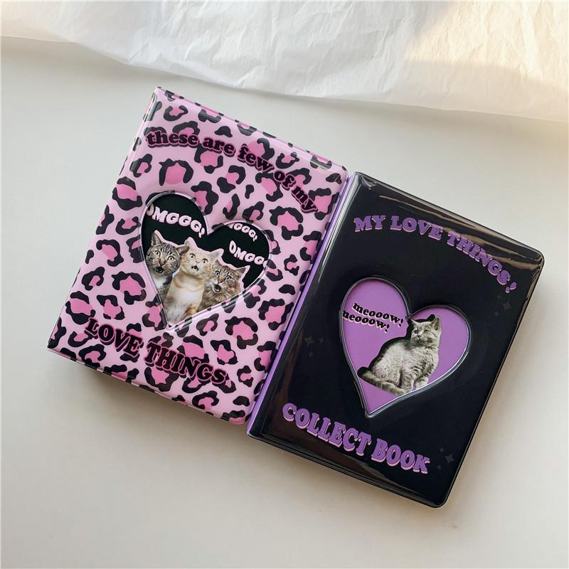 Ins Rosa Lila Leopard Katze Karte Liebe Hohl 3 Zoll Po Album Polaroid Stern Jagd Kleine Karte Mädchen Herz Lagerung Buch Album