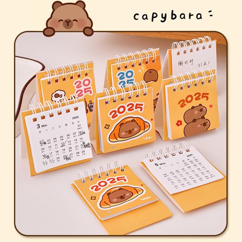 Creative Mini Cartoon Desk Calendar Cute Portable Capybara Pocket Calendar Desktop Small Decoration Office School Supplies Gifts
