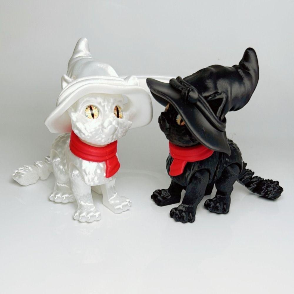 Big Eyes 3D Printed Cat Model Plastic Material Creative Sculpture Articulated Cats Doll 3D Printing Technology Realistic Design