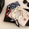 Cashew flower silk scarf new lazy collarbone chain neck protector scarf scarf pearl necklace magnetic buckle silk scarf