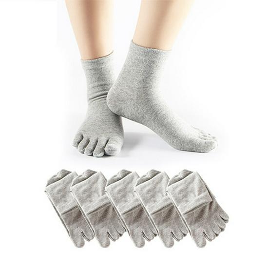 Women's Solid Color Five-Toe Mid-Calf Cotton Socks: Sweat-Absorbent, Breathable, Versatile for Business, Autumn/Winter, Japanese Style
