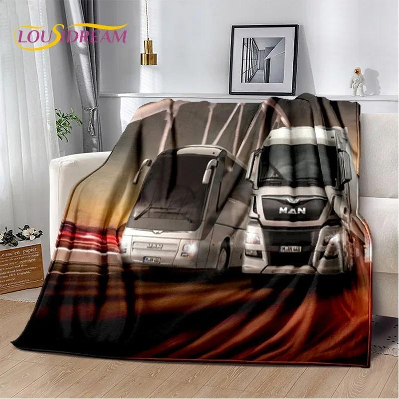 Coperta morbida in flanella 3D con motivo Camion per Letti Camera da letto Divano Picnic, Coperta da lancio per Coprire Tempo libero all'aperto Riposo Regalo