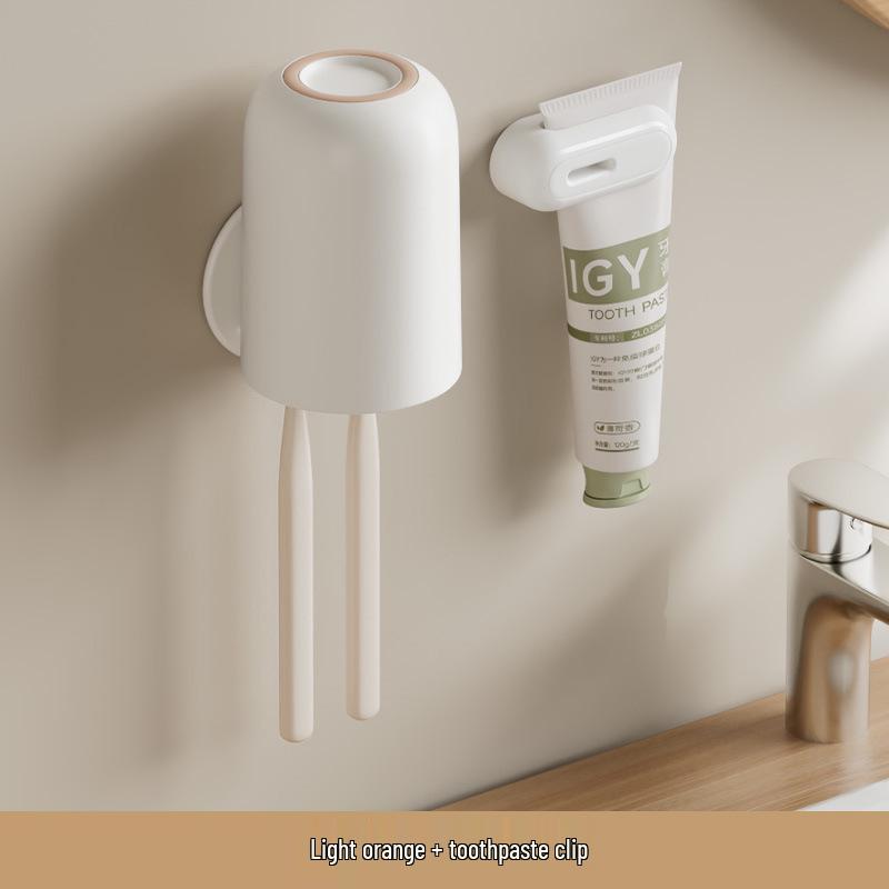 Punch-Free Wall-Mounted Toothbrush Holder & Cup Set