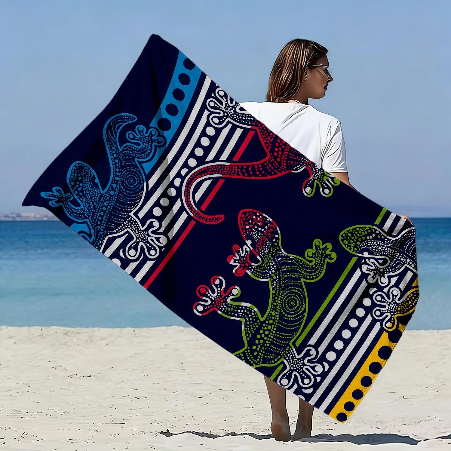 Ka Chen Muda White Lizard Theme With Artistic Style Polyester Microfiber Beach Towel Is Highly Absorbent, Suitable For Swimming And Beach Outings