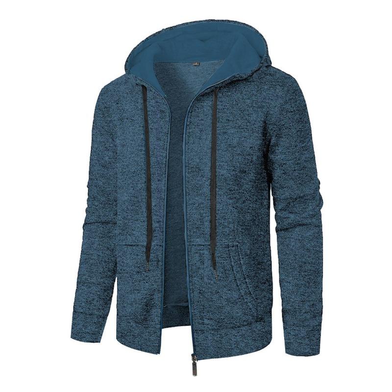 Men S Casual Jacquard Hooded Cardigan Sweatshirt Long Sleeve