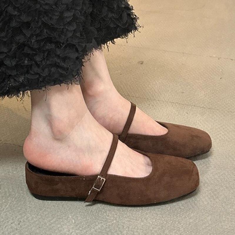 Fashion Women Flats Mules Shoes Designer Square Toe Slippers Casual Sandals 2025 Summer New Slingback Woman Flip Flops Brand Zapatillas