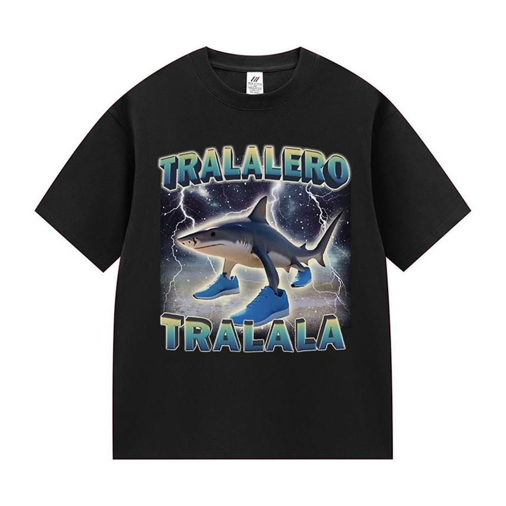 Funny Meme Trulimero Trulichina Funny Cat Fish T-shirts Men Italian Brainrot Print T Shirts Men's Women's Fashion Cotton Tops
