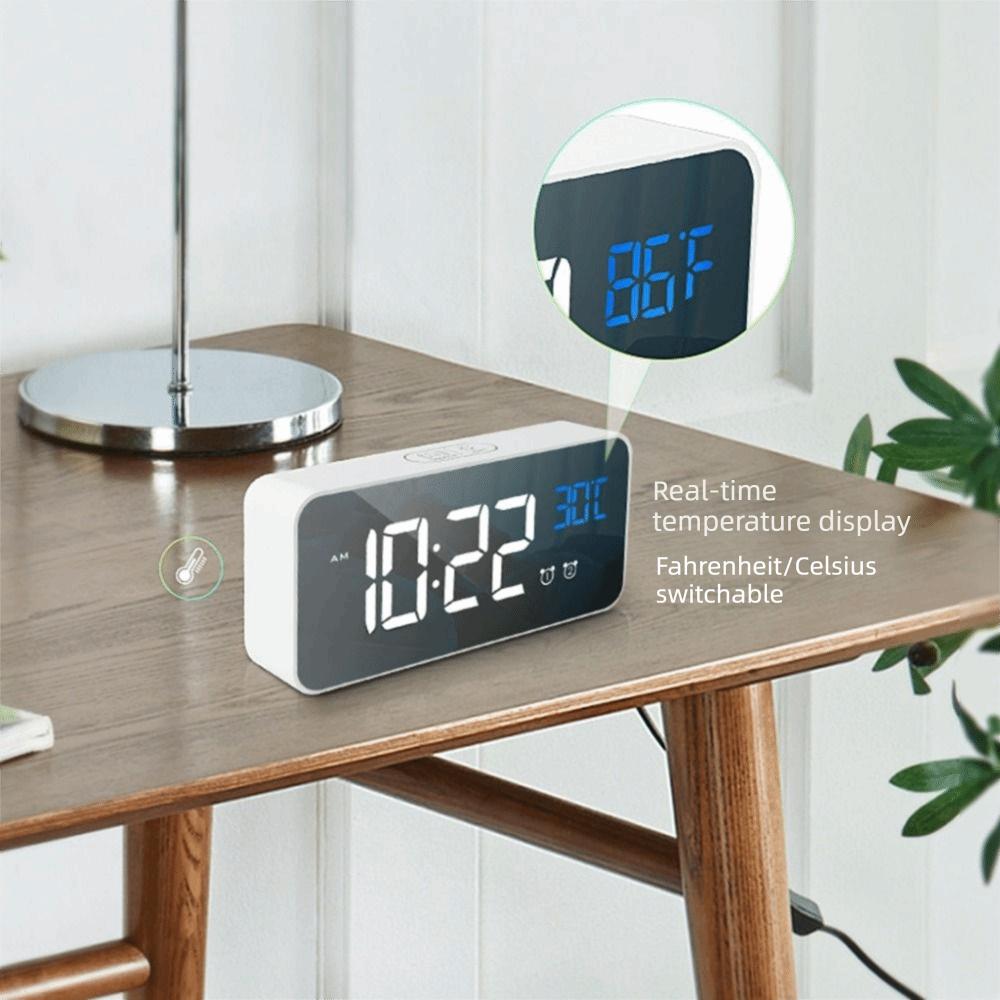 Voice Control Music Alarm Clock Mirror Desk Clock Ringtones LED Digital Clock  Home Office