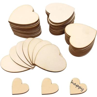 3-100 szt. Naturalne niedokończone drewniane serca puste plastry drewna 1 cm-10 cm DIY rzemiosło drewniane krążki koła na wystrój świąteczny