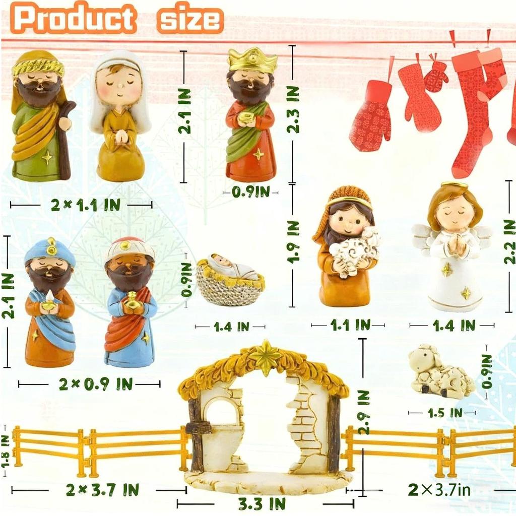 Christmas Countdown 2025 Advent Religious Nativity Small Figurines Christmas Calendar For Home Decor Living Room Church