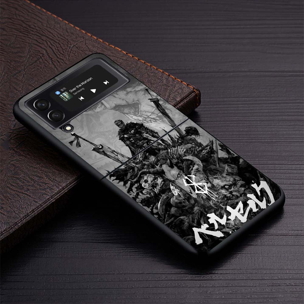 

Black White G-Guts B-Berserks Hard Black Cover for Samsung Galaxy Z Flip 7 6 5 4 3 5G Phone Case Flip7 Flip6 Flip5 Flip4 Flip3 P Samsung Z Flip