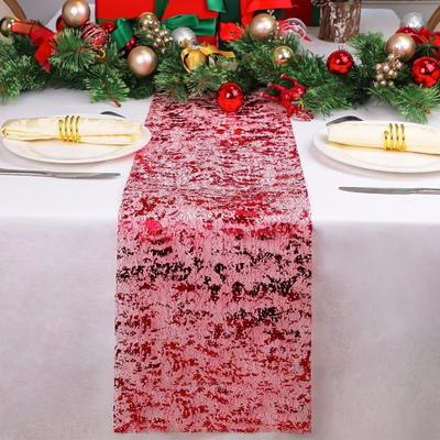 Sparkle Metallic Table Runner Glitter Sequin Thin Christmas Table Runner Table Decoration Foil Mesh Roll Flag Tablecloth Wedding