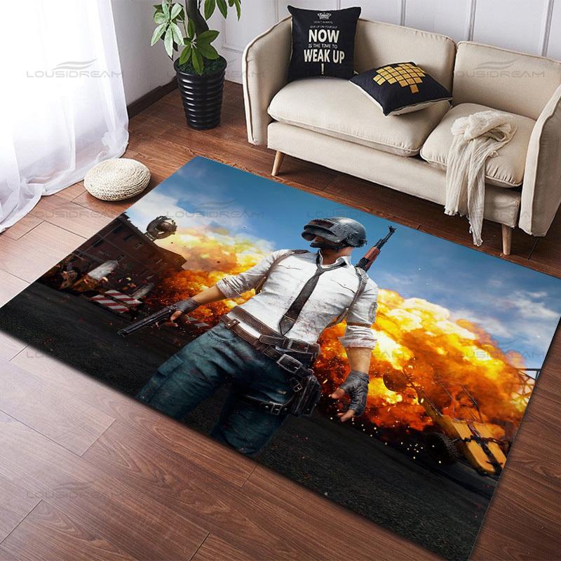 Popular 3D Shooting Game Decorative Carpets Square Flannel PUBG Carpets Modern Home Bedroom Rug Living Room Carpets