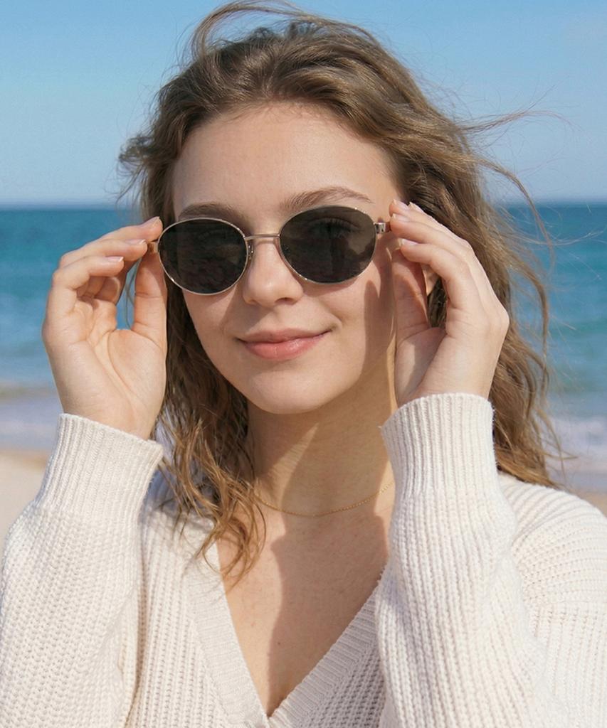 Tuditeo Dor Oval Metal Uv Protection Tinted Nylon Lens Sunglasses C1 Black