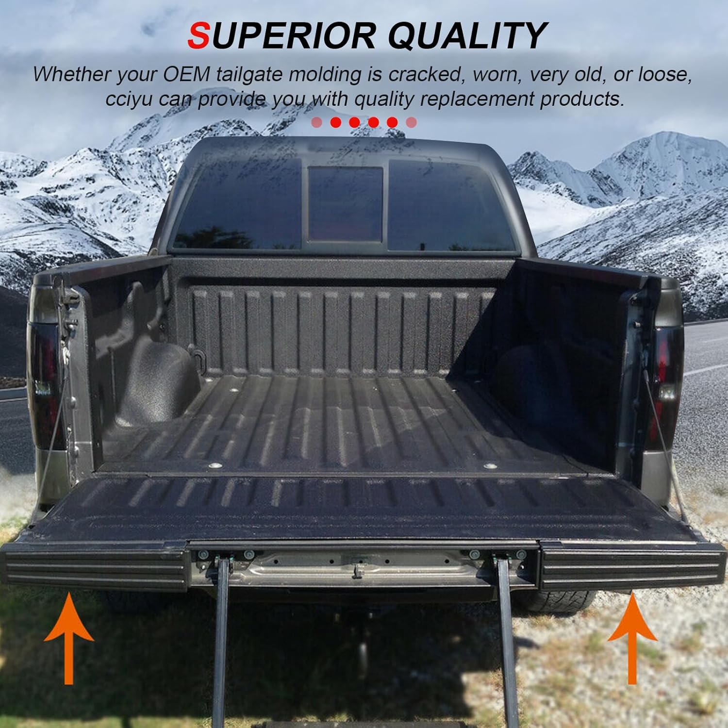 

cciyu Tailgate Cap Molding FO1904123 Compatible with 2009-2014 for Ford for F-150 with Flex Step Top Rear Tailgate Moulding Trim,Matte Black